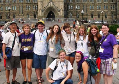 Diaconal Ministers Marly Bown right and David Kai (left) Youth Leaders for General Council Youth Forum 2012. The youth (about 75) were a part of a flashmob on Parliament Hill before Moderator Mardi Tindal addressed the crowd.