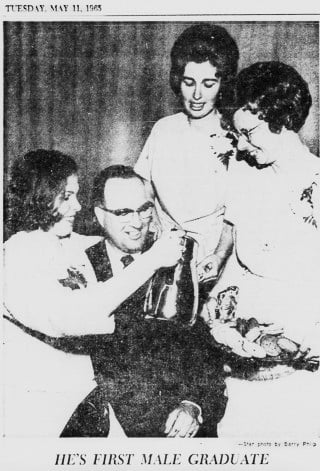 Challenges to stereotypes of Deaconesses as helpers with a ministry of servitude are challenged in the 1960s. Don Reid, the first Certified Churchman with Deanna (Steadman) Wilson, Donna Allen and Norah Neilson, Toronto Star clipping 1963.