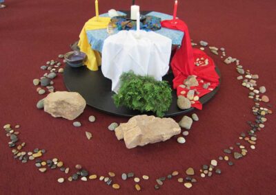 A rich mix of diaconal spiral image with the spiritual colours and symbols of the Aboriginal medicine wheel. DUCC National Gathering, 2011 Photo Credit: Caryn Douglas